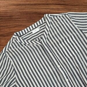 Onia Men's XXL‎ Lyocell Striped Band Collar Grey Button Front Breathable